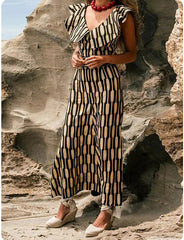Lotus Leaf Collar Hollow Print Suit