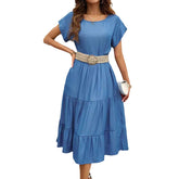 Summer Casual Minimalist Round Neck Dress