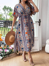 Plus Size Floral Waist V-Neck Dress