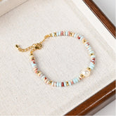 Literary Colorful Disc Stone Beads Vintage Bracelet
