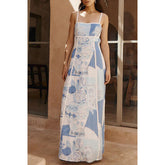 Casual suspender print dress