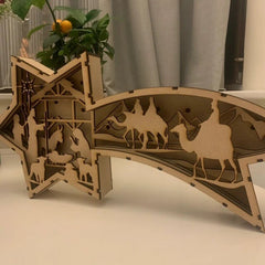 LED Wooden Nativity Scene Star Lamp