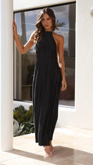 Elegant stand collar sleeveless waist long dress