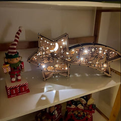 LED Wooden Nativity Scene Star Lamp