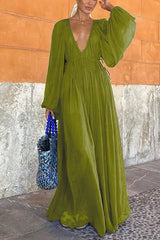 Chiffon pleated waist maxi skirt