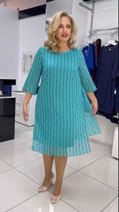 Fashion round neck printed dress