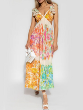 Fashion Flying Sleeve V Neck Printed Holiday Dress