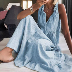 Sleeveless Cotton and Linen Swing Dress