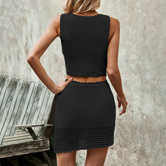 V-neck Vest Skirt Knitted Suit