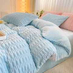 New Rabbit Velvet Milk Single Product Quilt Cover Thickened Warm Solid Duvet Bedding for Double Use in Autumn/ Winter 220x240