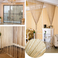 100x200CM Living Room String Curtain Shiny Tassel Silver Line Solid Color Window Home Door Divider Curtain