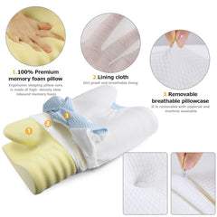 Orthopedic Memory Foam Pillow 60x37cm Slow Rebound Memory Soft Pillow Butterfly Shaped Relax Cervical Neck for Side Back Sleeper