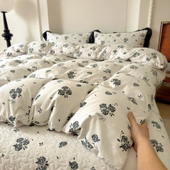 2025 new soft waxy waxy wash quilt cover Knitted double layer single bed sheet Little fresh polka dot bedding