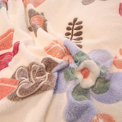 1pc Winter Warm Duvet Cover Flower Bed Covers Double Size Flannel Fleece Comforter Cover 220x240(without pillowcase)