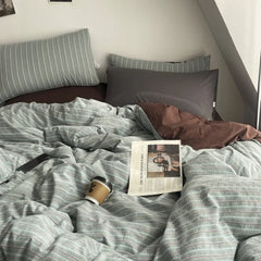 2025 new cotton-colored woven jacquard herringbone slanted bed sheet four-piece set - Maillard series washable fabric