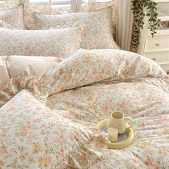 Ruffle Bedding Set 100% Cotton 1 Duvet Cover 2 Pillowcases No Sheet Ultra Soft Touch Floral Style 200x230 220x240