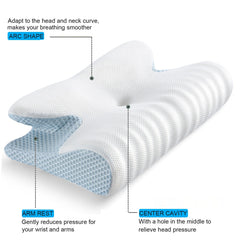 Orthopedic Memory Foam Pillow 60x37cm Slow Rebound Memory Soft Pillow Butterfly Shaped Relax Cervical Neck for Side Back Sleeper
