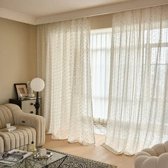 1 Panel Rural Style Living Room, Bedroom, Natural Flaxseed Bean Curtains, Semi Transparent Gauze Curtains