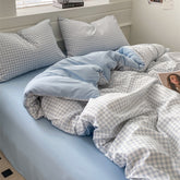 100% Cotton Plaid Geometric Bedding Set Knit Bed Linens Sheet Pillowcase Home Textile Soft Bed Linen