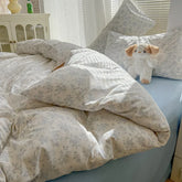 2025 new class A aerobic knitted cotton printing small fresh four-piece set, bed sheet, bed hat four-piece set