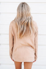 Solid Color Drop Shoulder Quarter Zip Sweatshirt