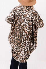 Leopard Plus Size Draped Open Front Cardigan