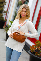 Stay Awhile Camel Vegan Checker Fashion Purse