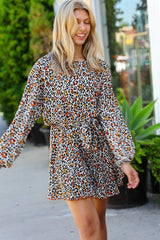 Cream/Black/Rust Animal Print Woven Romper