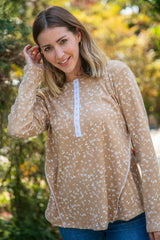 Thermal Leopard Print Snap Button Down Top