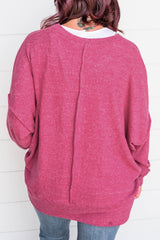 Rose Plus Size Chest Pocket Drop Shoulder Top