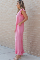 Rose Ruffled Wide Leg Jumpsuit
