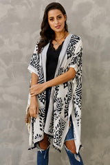 Black Prowess Pom Pom Kimono