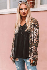 Leopard Long Sleeve Buttoned Front Cardigan