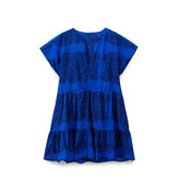 Summer Women Clothing Fashionable Contrast Color Embroidered Short Dress