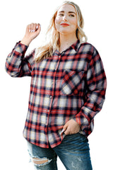 Red Plus Size Plaid Pattern Shirt