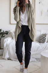 Gray Open Front Shawl Neckline Cardigan