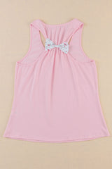 Pink Floral Patch Pocket Tank Top