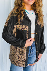 Black Leopard Print Patchwork Shacket