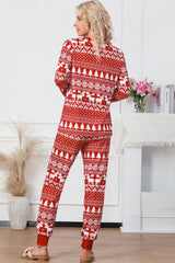 Red Christmas Tree Reindeer Pullover and Pants Lounge Set