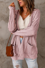Pink Drop Shoulder Textured Cardigan