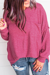 Rose Plus Size Chest Pocket Drop Shoulder Top