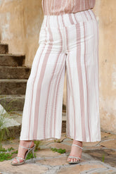 White Smocked Waist Printed Wide Leg Pants