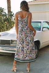 Purple Vintage Long Floral Sundress
