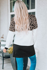 Leopard Block Cardigan with Pockets