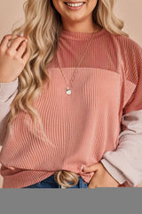 Clay Red Colorblock Corded Long Sleeve Mini Dress