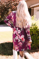 Rose Long Sleeve High Waist Floral Dress