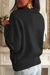 Black Lace Trim Ribbed Round Neck Button Up Cardigan