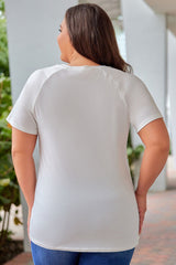 White Leopard Color Block Plus Size T Shirt