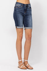 Judy Blue High RIse Cuffed Bermuda Denim Shorts