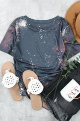 Multicolor Crew Neck Bleached Tie-dye Basic Tee